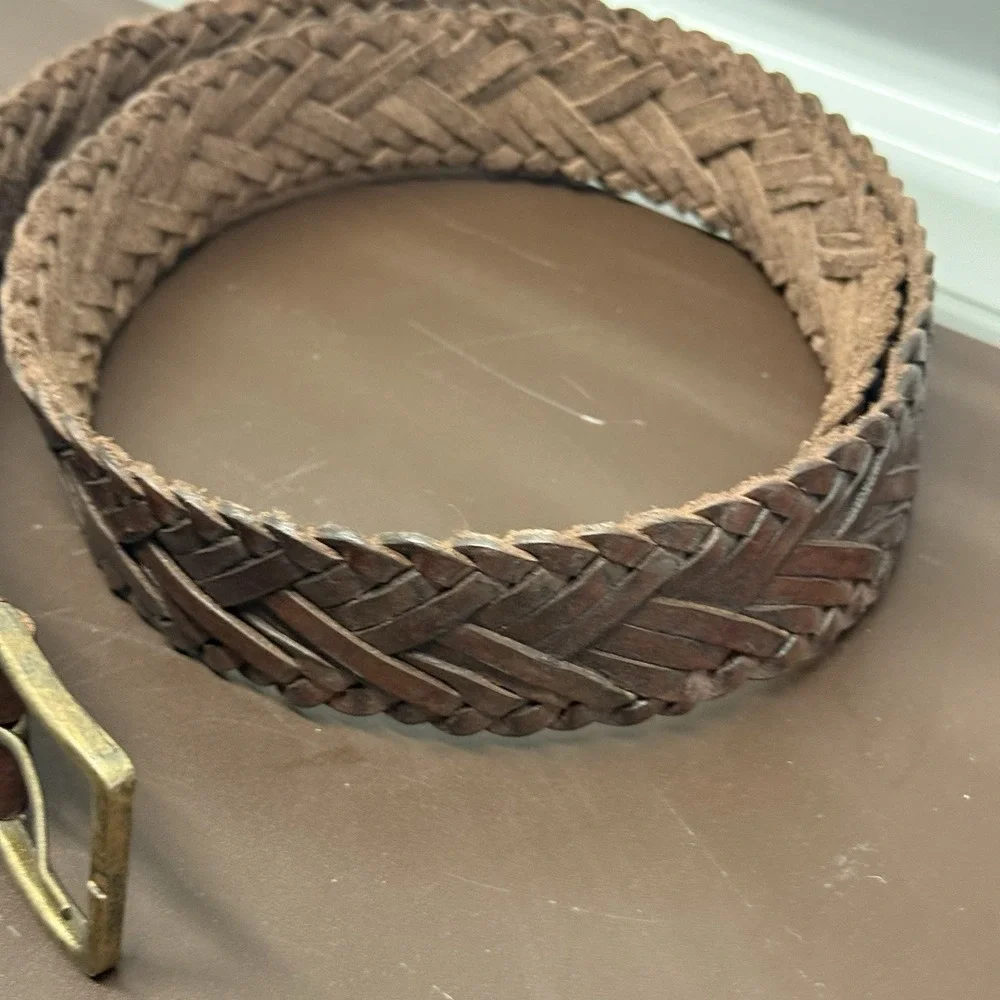 BED|STU Cobbler Series Genuine Leather Woven Belt Braided Brass XL 42